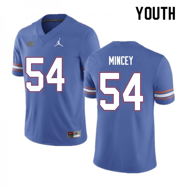 Youth #54 Gerald Mincey Florida Gators College Football Jersey Blue